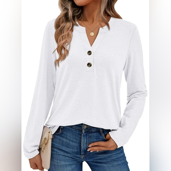 SUNBS Henley Long Sleeve Shirts Fall Fashion Dressy Casual Top Medium - Picture 1 of 3
